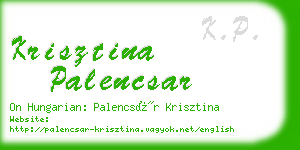 krisztina palencsar business card